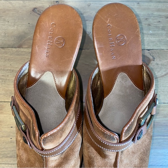 Cole Haan Brown Suede Leather Studded Slides Heels Mules Womens Size 8.5 B - Picture 9 of 9